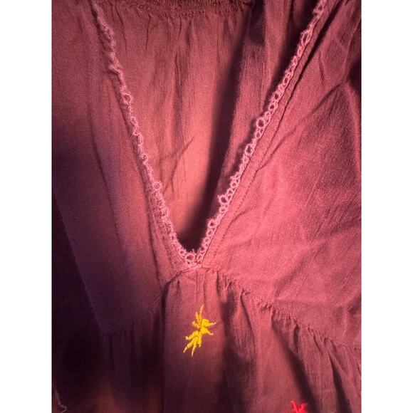 Free Poeple Women’s Ava 
Embroidered Pull Over V Neck Blouse Size Large - Picture 10 of 12